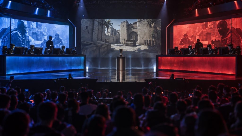 To rivaliserende Counter-Strike-hold forbereder sig på hver sin side af en playoff-arena