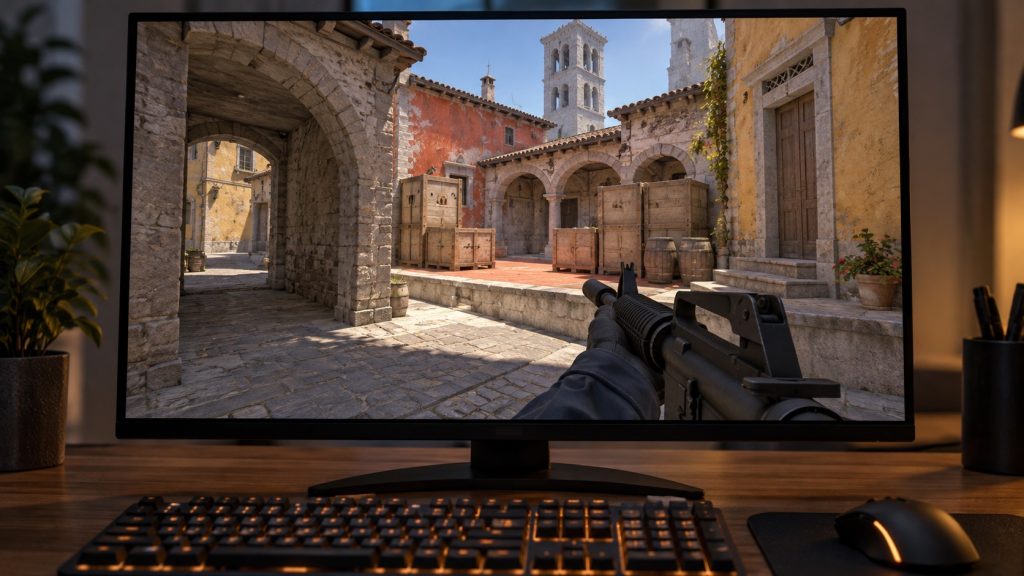 Illustrative Inferno-style Counter-Strike map; not actual match footage.